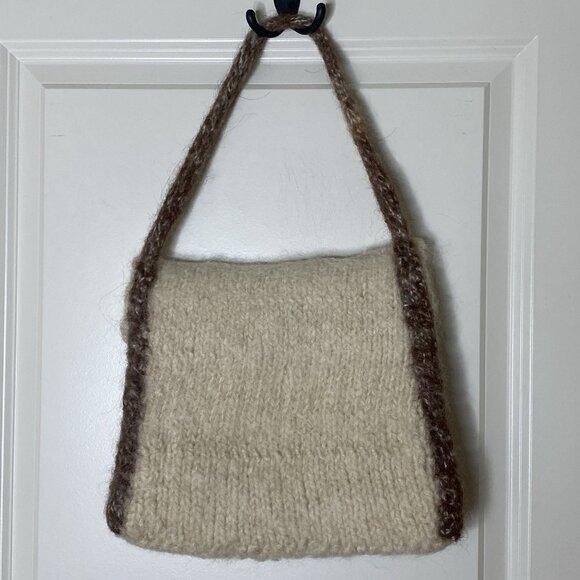 Artisan Handmade Wool Shoulder Bag • Earth Tons • Button Flap • Cottagecore - Picture 4 of 8